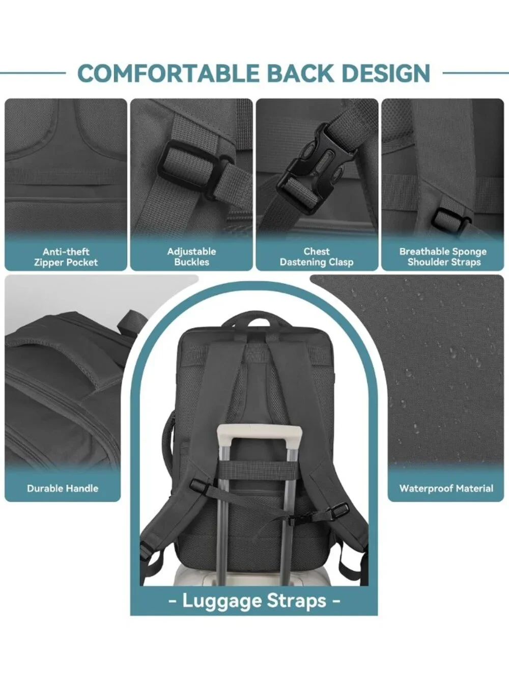 Expandable 50L Travel Backpack, Large Carry-On for Men, Perfect for Adventures